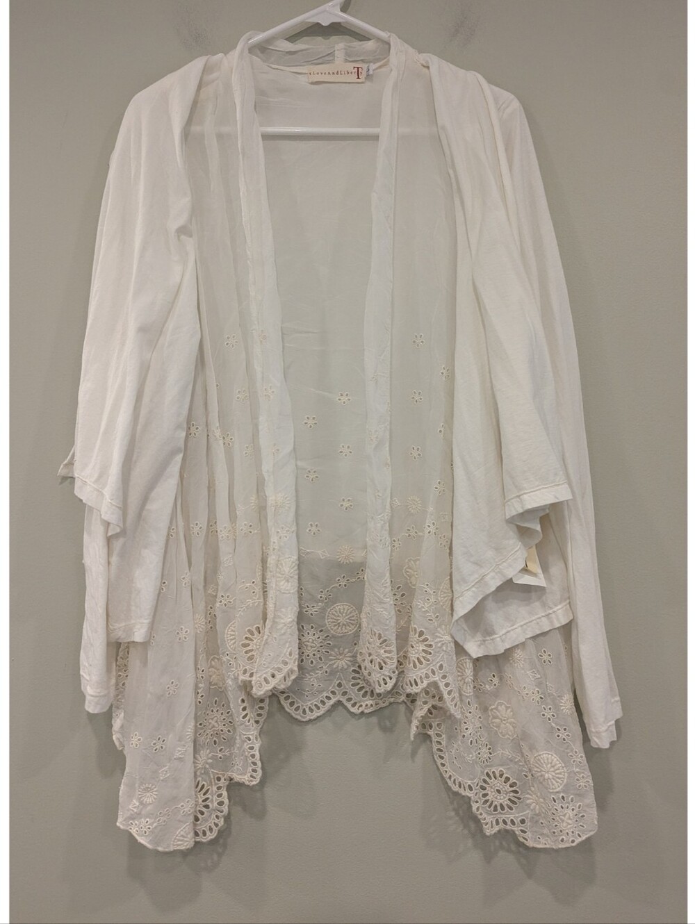 NWT 4 Love And Liberty Johnny Was Antique White Lace Embroidered Cardigan Large